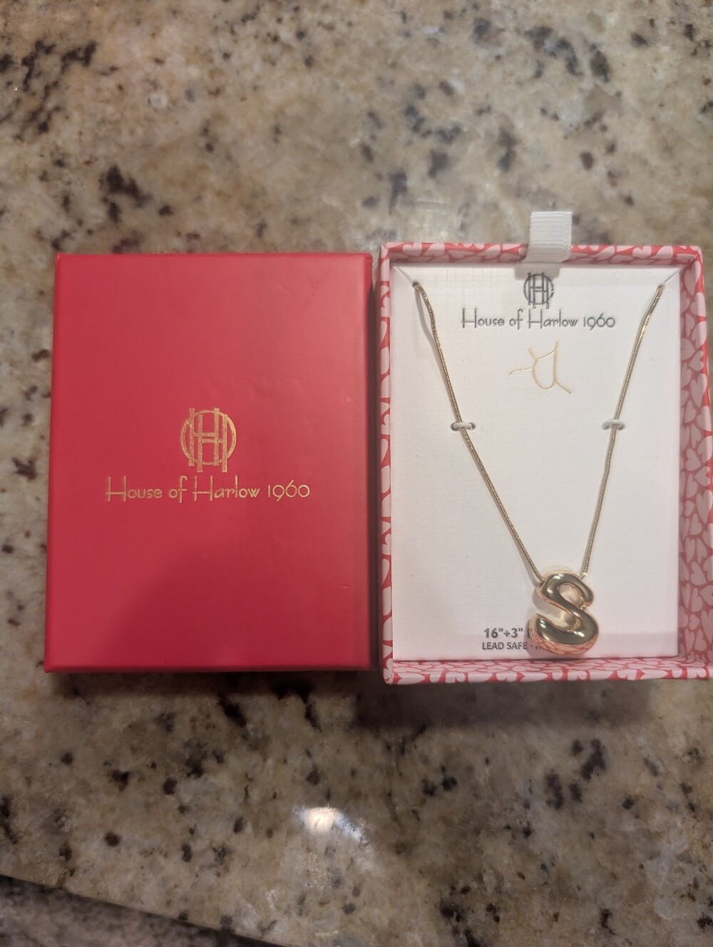 House Of Harlow Gold Tone Letter S Necklace.